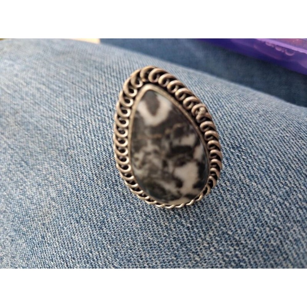 Boho Chic • Whimsigoth • Grunge Fairy • Dark Academia • Zebra Jasper Ring